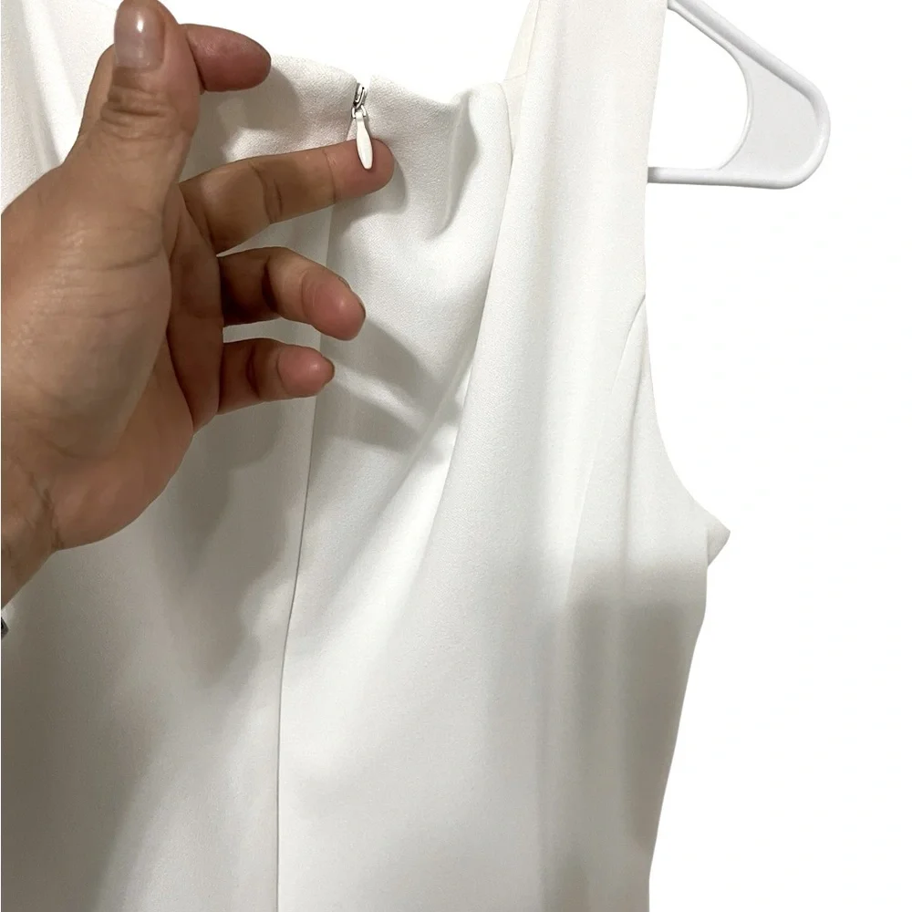 💚💙🌼NWT CALVIN KLEIN MESH INSERT DRESS. Elegant White Sleeveless Dress - Picture 6 of 9